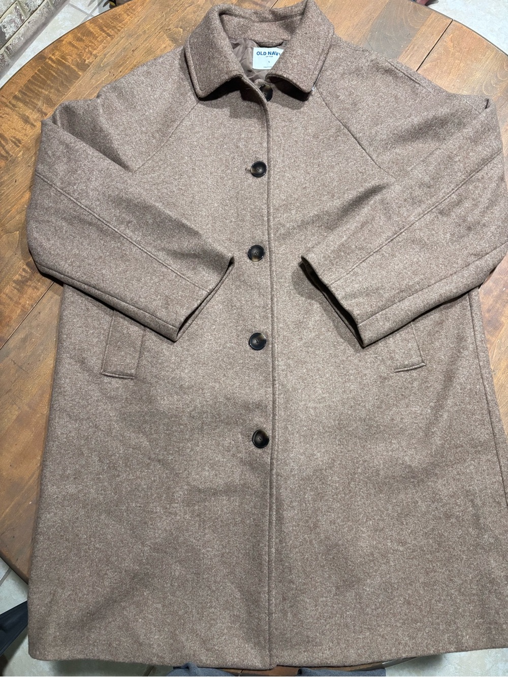 Old Navy Brown Button-Front Car Coat Size Large